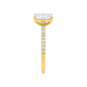 CELESTE Toi et Moi Lab Diamond Emerald & Pear Diamond Band Ring 18k Yellow Gold