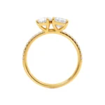 CELESTE Toi et Moi Lab Diamond Emerald & Pear Diamond Band Ring 18k Yellow Gold
